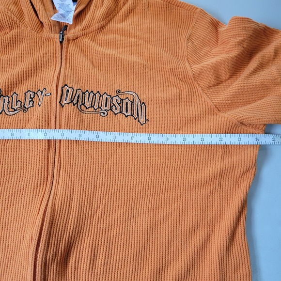 Harley Davidson Womens 1X Orange Short Sleeve Full Zip Beach Pool Swimming Cover - Picture 11 of 12